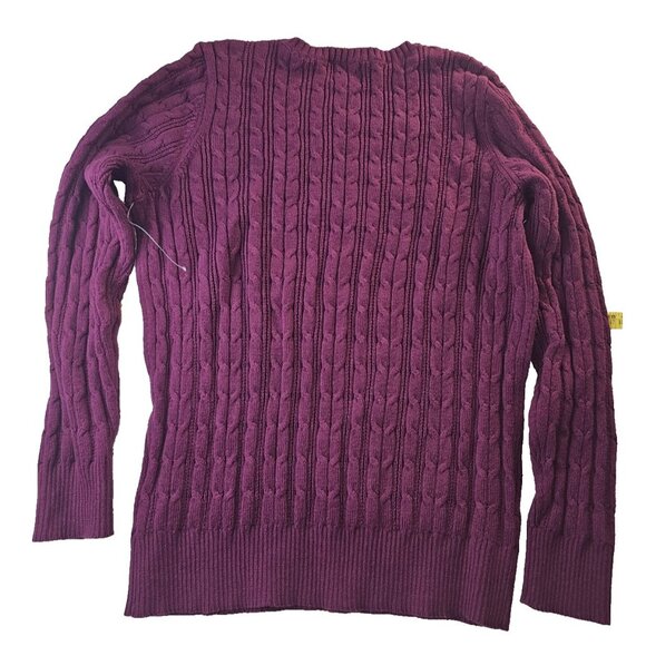 St John's Bay Women's NWT Sweater XL Purple Cotton Classic Cable Knit - Picture 7 of 10
